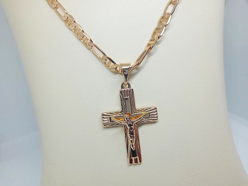 Łańcuszek Marin + Krzyżyk z Wizerunkiem Gold Plated 18K 55cm 5mm 15g