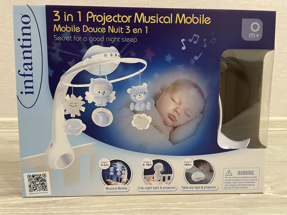 Музичний мобіль Infantino з проектором 3 в 1, блакитний