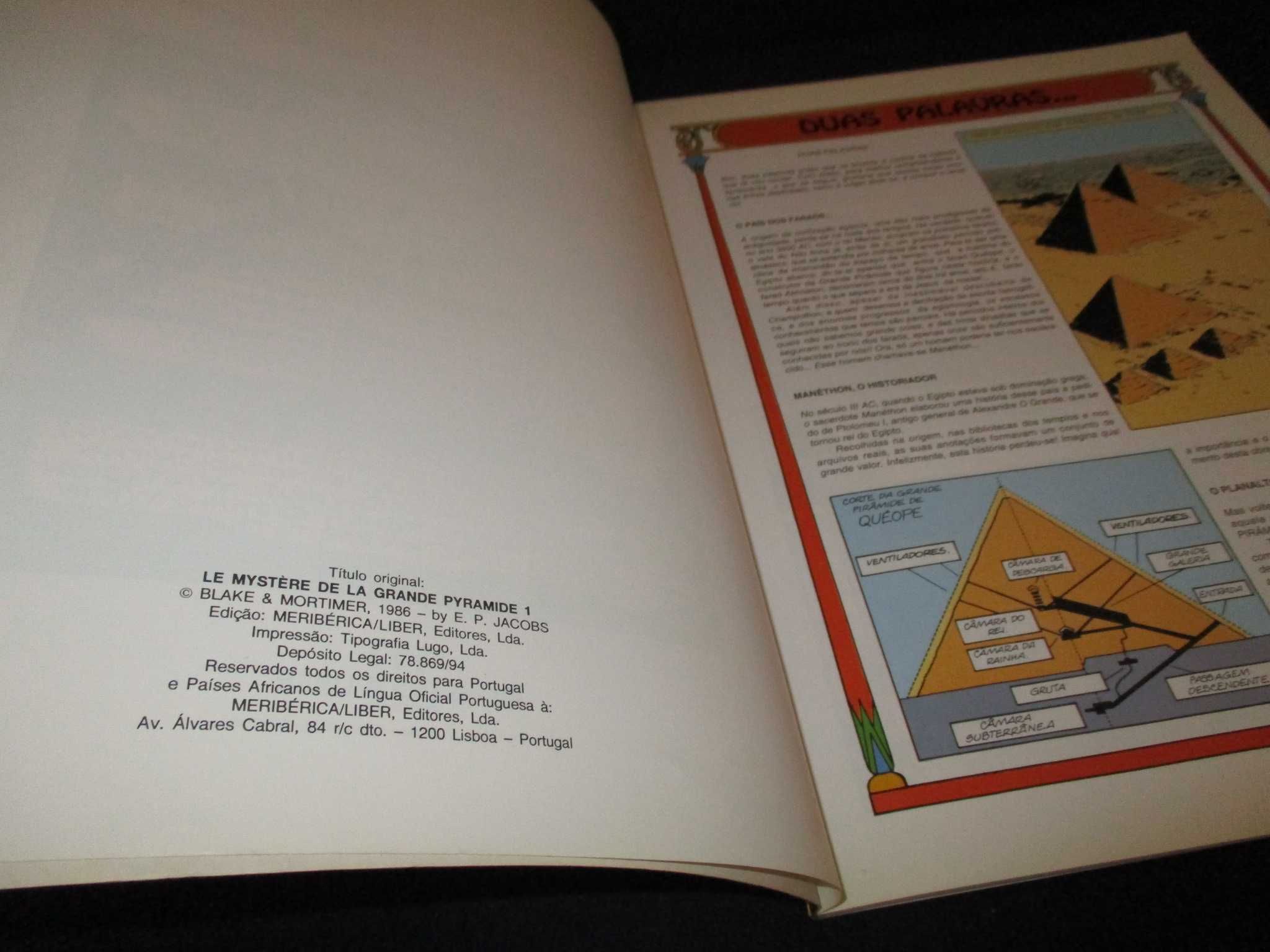 Livro BD O Mistério da Grande Pirâmide Blake Mortimer Meribérica 1994
