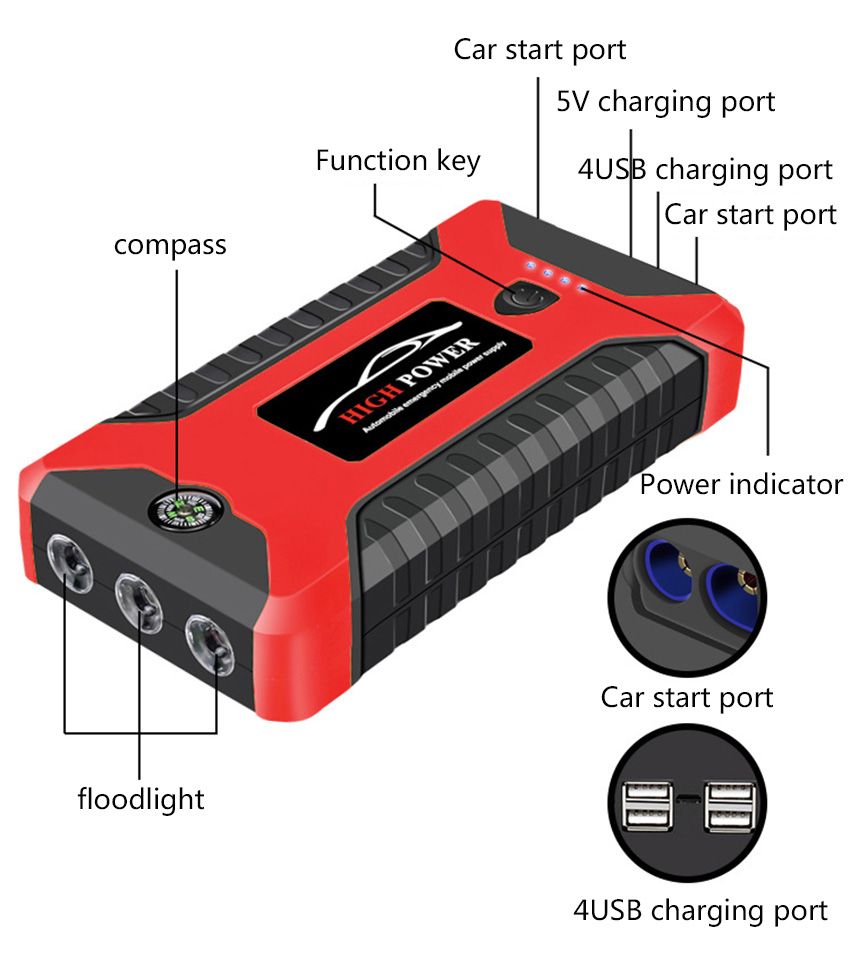 Z754 Booster Arrancador Baterias Profissional 12v 20000mah Lanterna