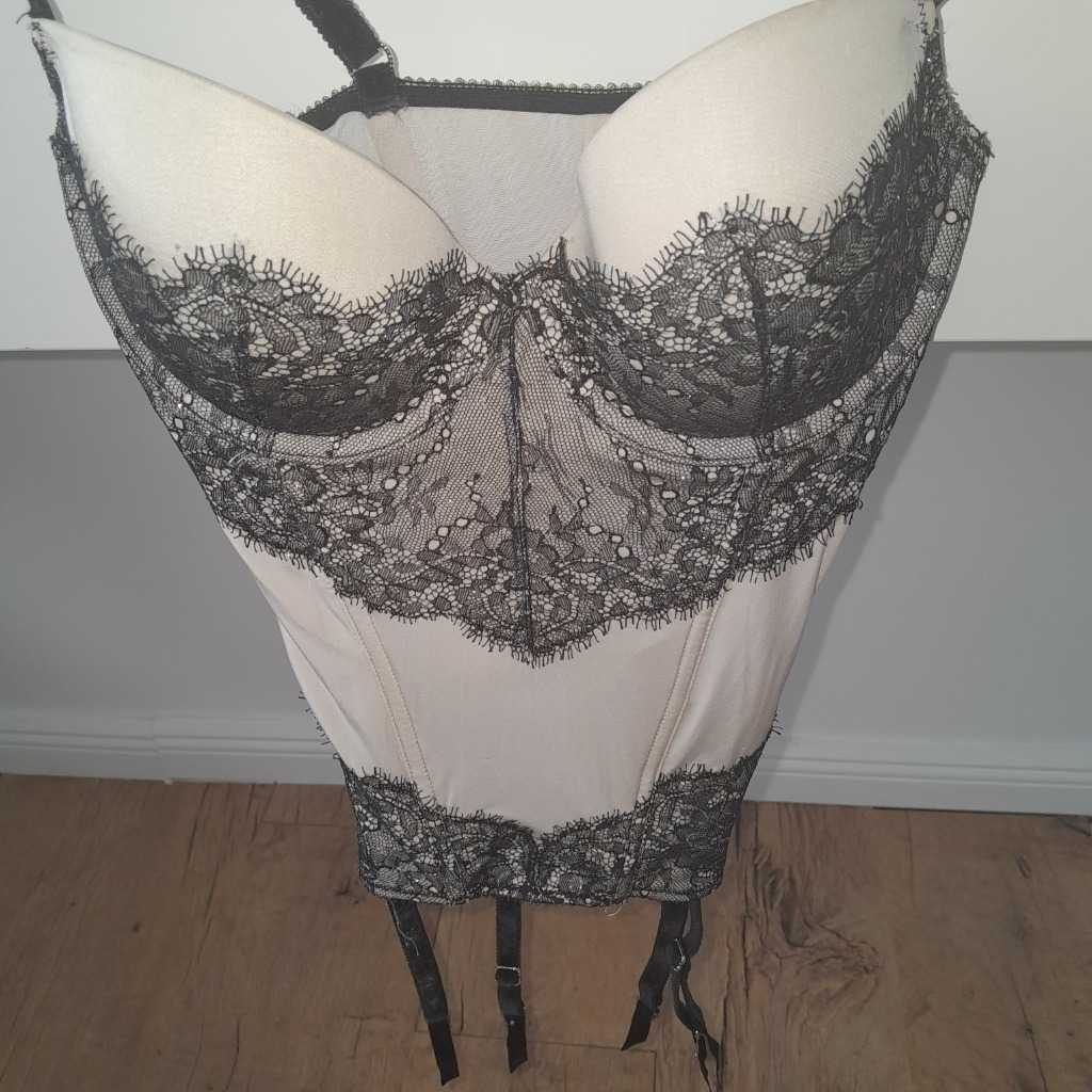 Czarny gorset koszulka Victoria's Secret 34B XS