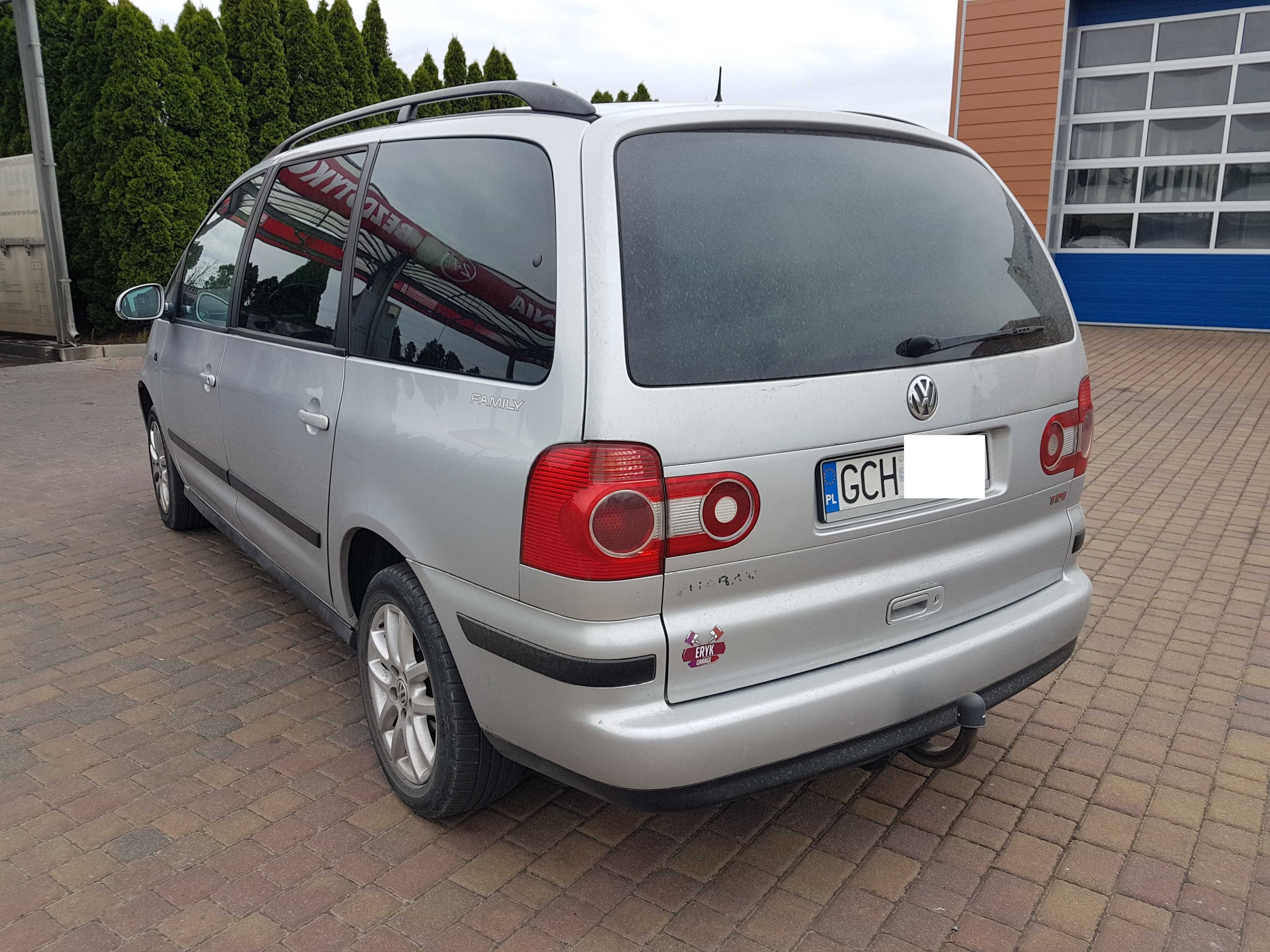 VW Sharan 1,9TDI/130KM,2004r.7 osob,klima,wspoma,Hak,wazne oplaty
