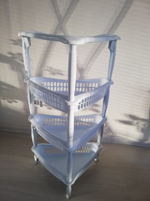 Стелаж белый напольный  Угловая этажерка  Полиця напольна кутова біла