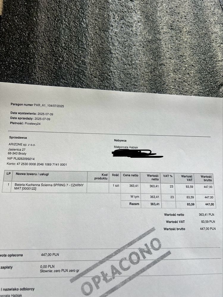 Bateria kuchenna scienna z elastyczna wylewka czarna