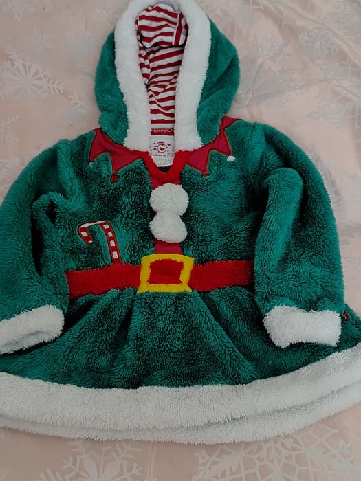 Świąteczna sukienka Mikołaj święta  pięknie zdobiona roz  4-5 miesięcy