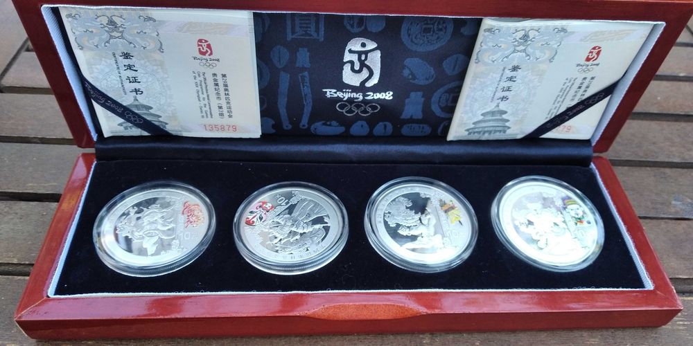 Moedas comemorativas Beijing 2008 em prata