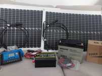 Kit fotovoltaico completo- 2xPainel solar+Controlador+Bateria+Inversor