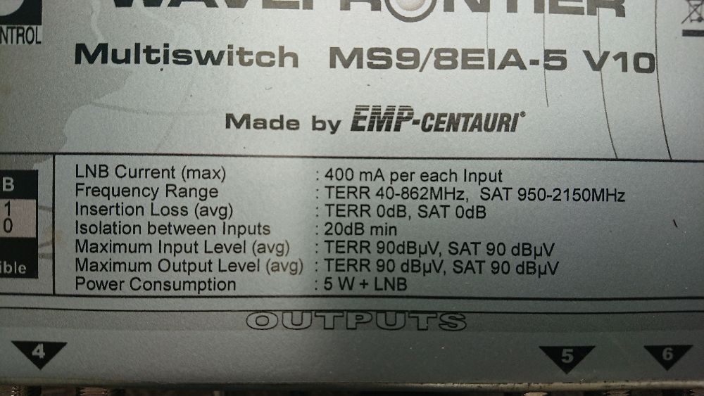 MultiSwitch EMP-CENTAURI MS9/8EIA-5 RTV SAT + dwa konwertery quadro