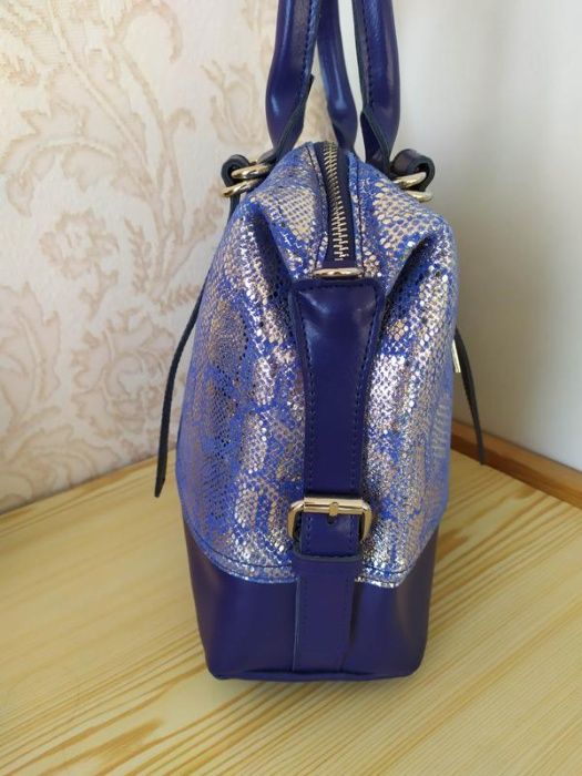 Кожаная женская сумка Рептилия MK styl 2024 натуральная лазерная кожа