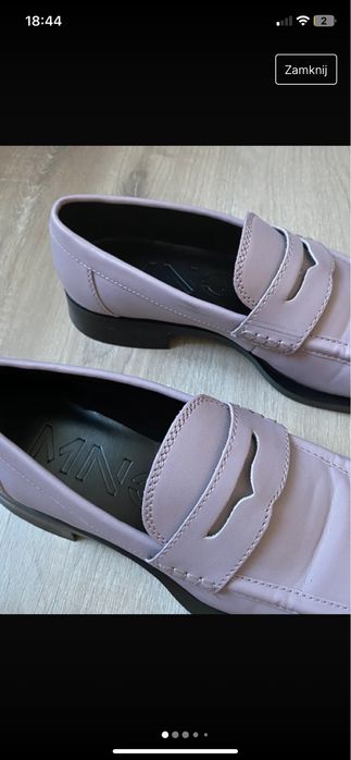 Liliowe mokasyny mango 37 kwadratowe nosy