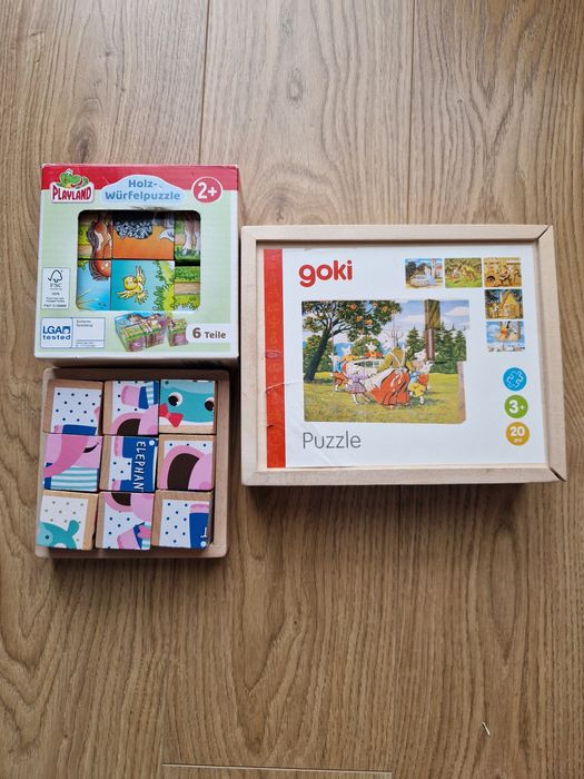 Puzzle kostki drewniane goki, playland