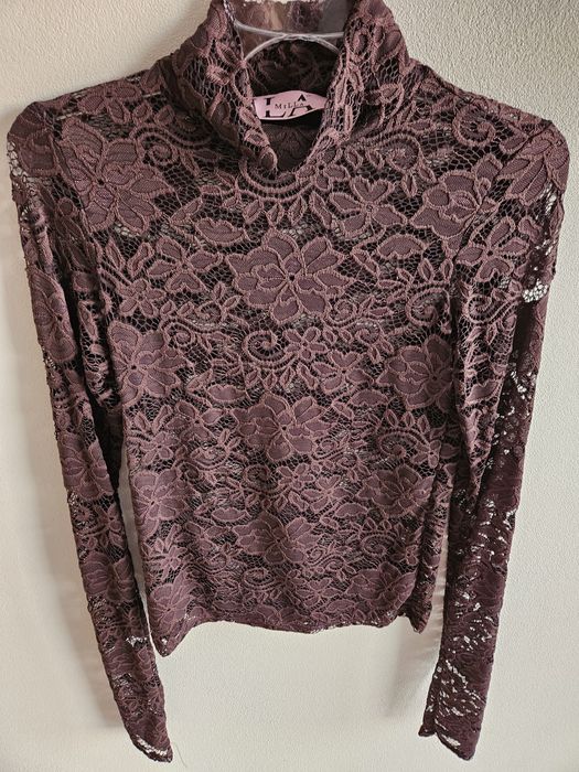 Golf bluzka koronka koronkowa la milla rozmiar 1 brąz