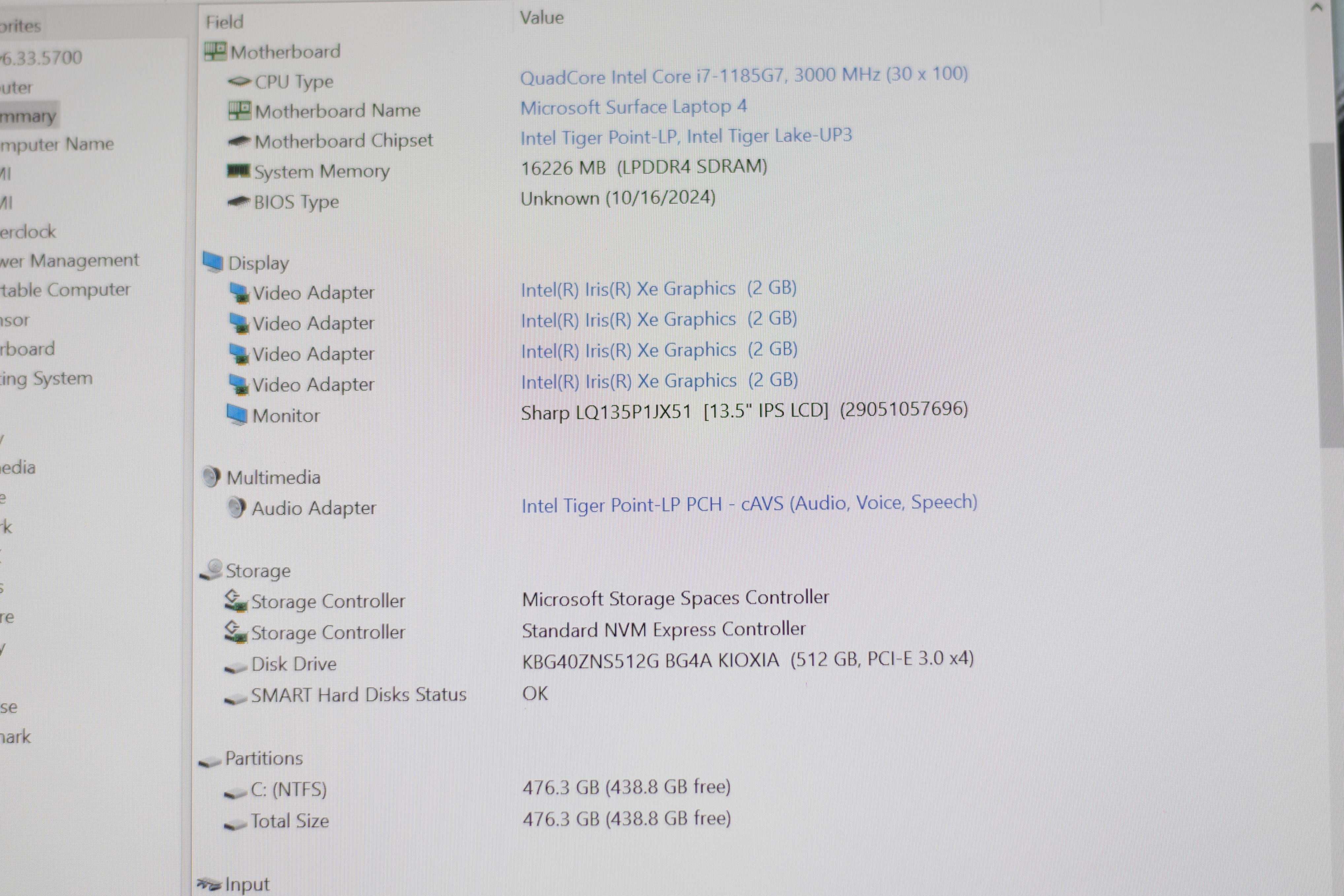 Microsoft Surface Laptop 4 i7-1185G7 16RAM 512SSD 2K TOUCH IPS 13,5”
