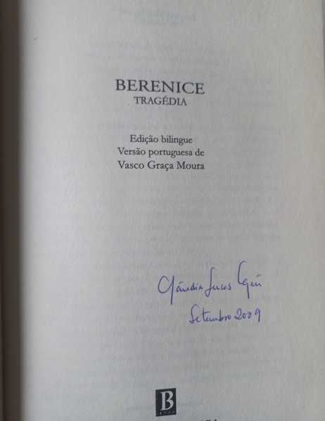 Berenice - Jean Racine (Tradução Vasco Graça Moura, Edição Bilingue)