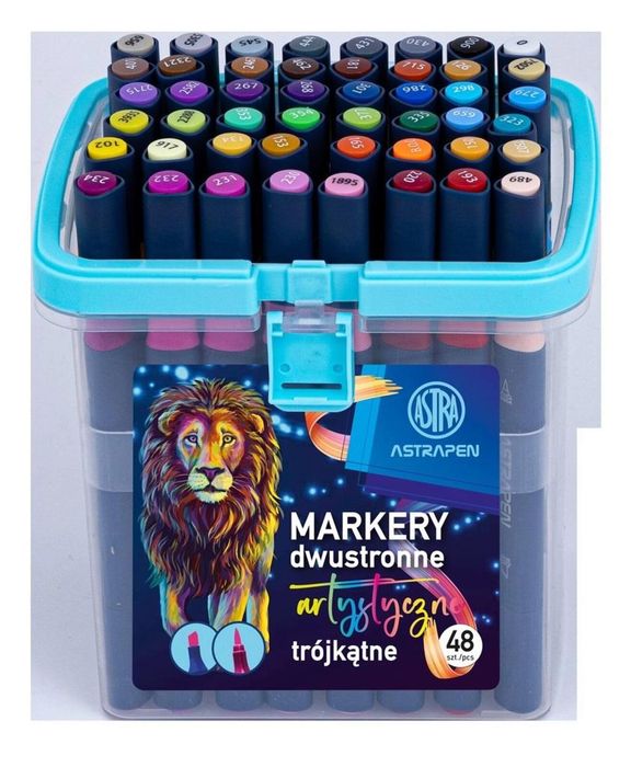 Markery trójkątne dwustronne 48 kol ASTRA ASTRA papiernicze