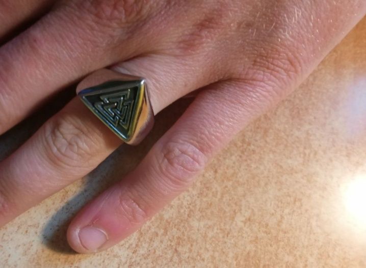 24. Sygnet Pierścień (Valknut) Męski(6)Srebrny (NOWY)