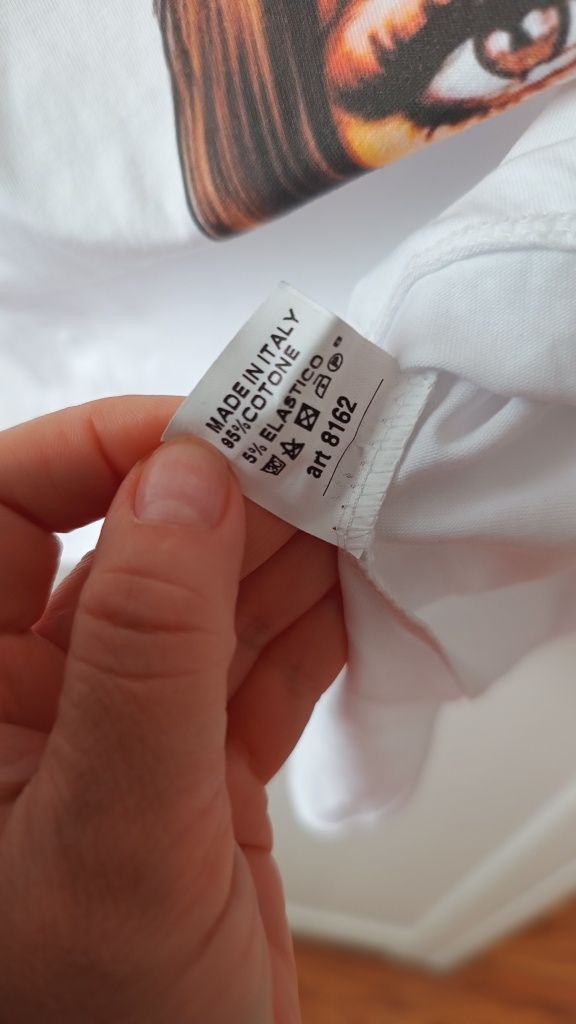 Biały t-shirt koszulka bawełniana z nadrukiem