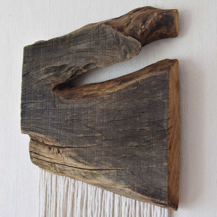 Makrama dekoracja ścienna stare drewno japandi wabi-sabi /2/