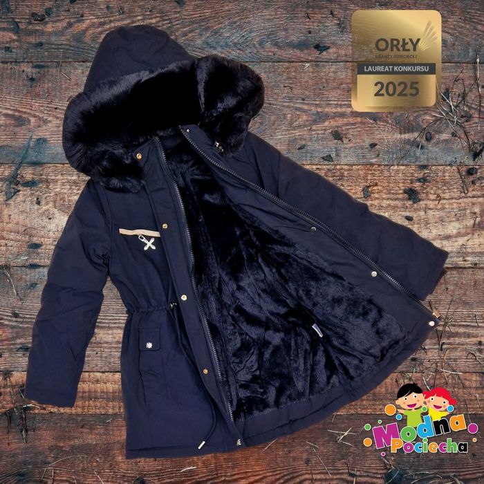 Parka zimowa kurtka zimowa czarna i oliwkowa  rozmiar od 122 do 176 li