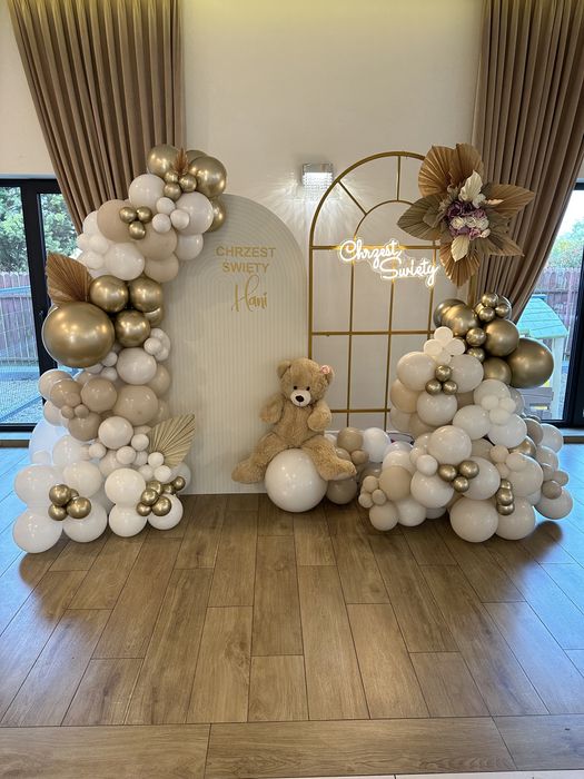 Ścianka balon chrzest Komunia dekoracja