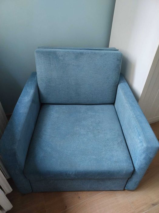 Sofa rozkladana 1 osobowa, niebieska - stan bdb:)