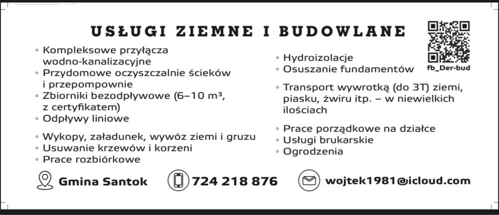 Przyłacza wodno-kanalizacyjne.Przydomowe oczyszczalnie.prace ziemne.