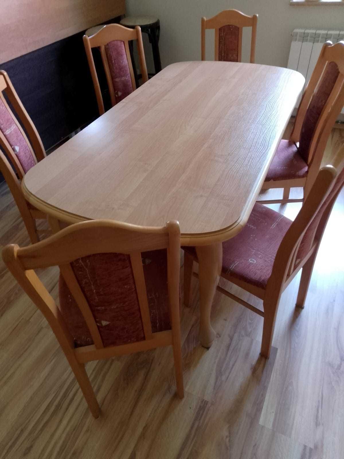 Stół kolor olcha plus 6 krzeseł