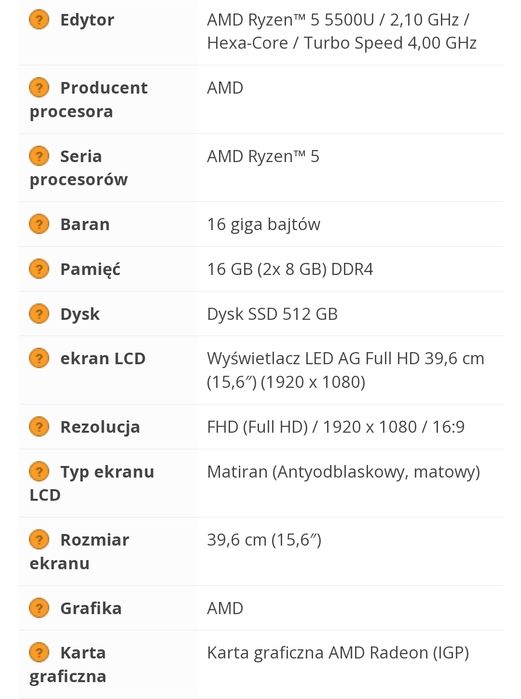 Laptop HP 15Seq2518nd  matryca 15'6 cala stan bardzo dobry.