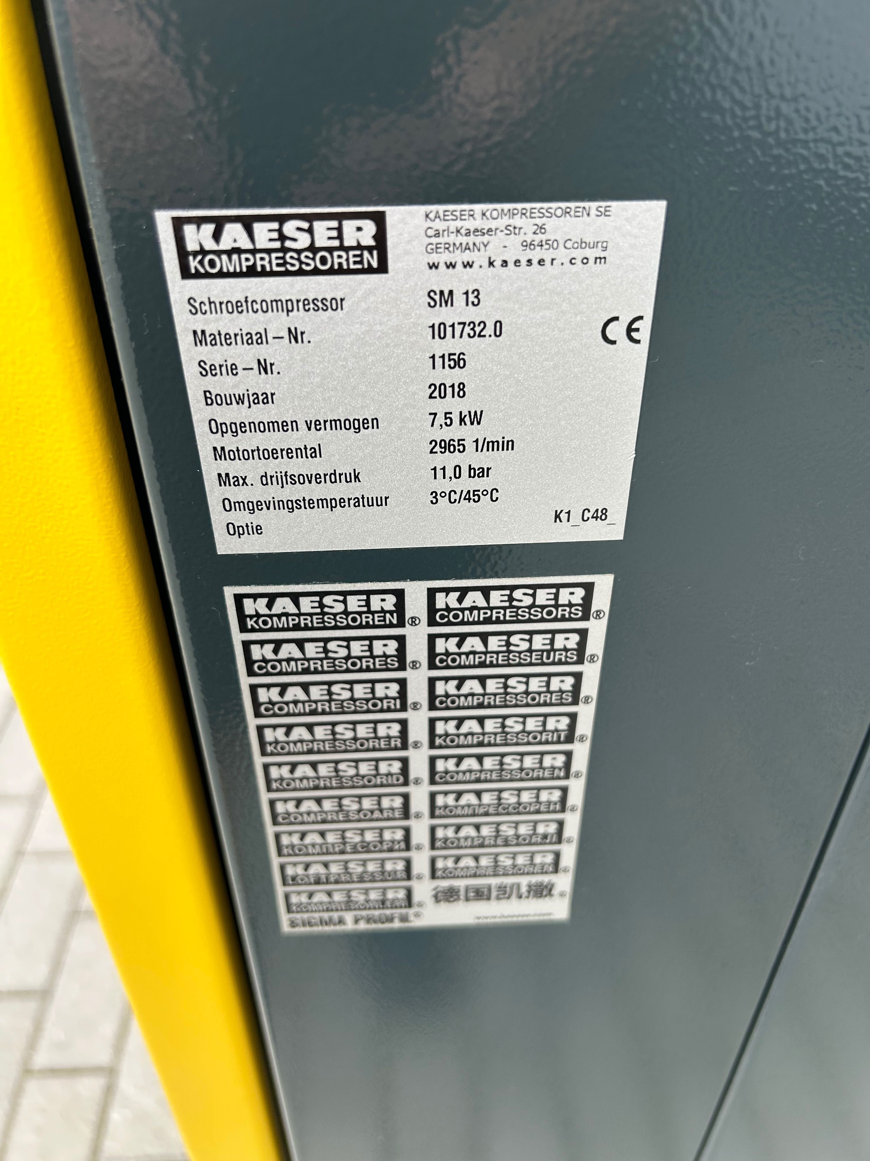 Kompresor  śrubowy  sprężarka KAESER SM13 7.5KW 11bar 1090 L/min