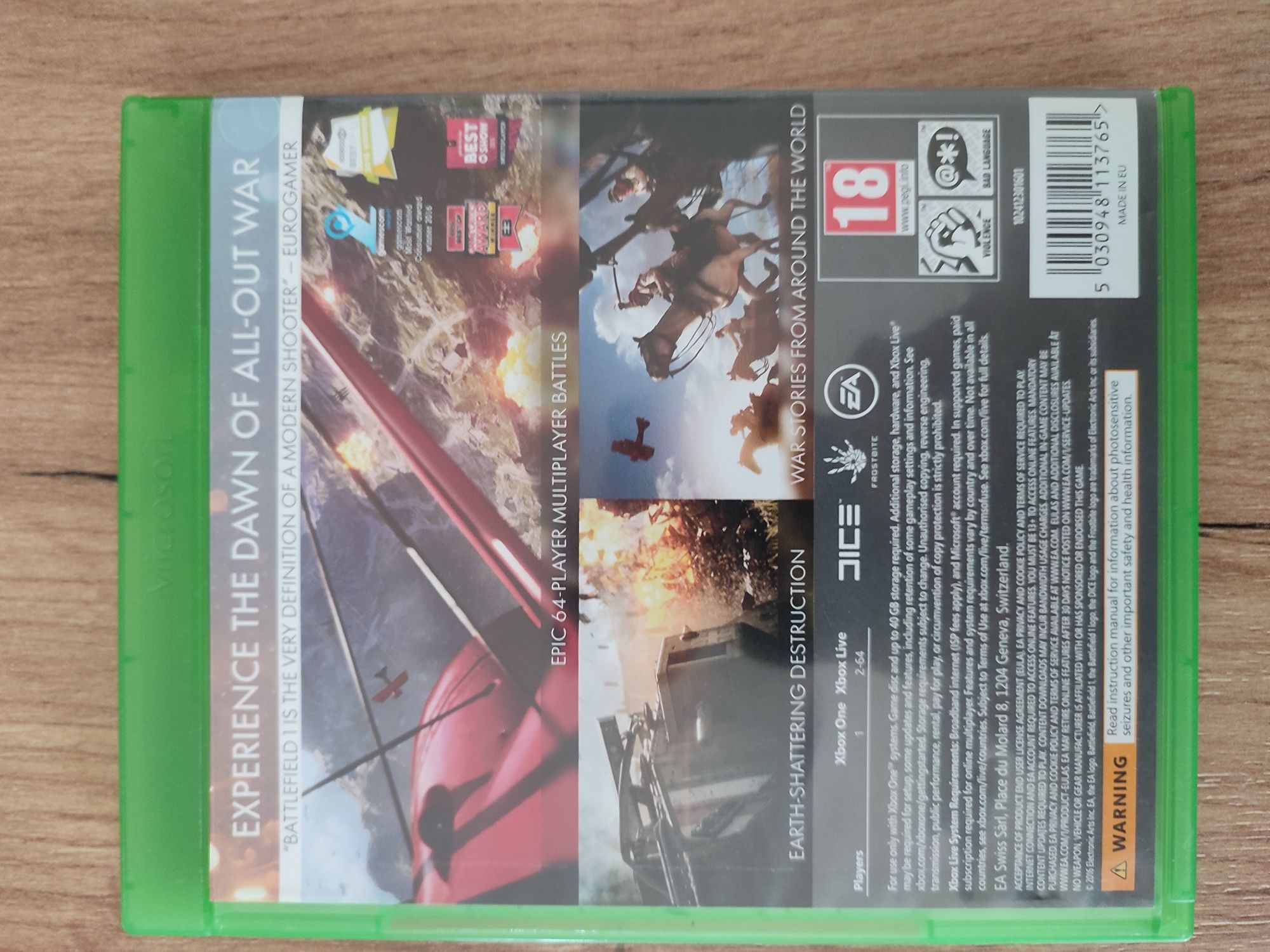Battlefield 1 Xbox one wersja pudełkowa