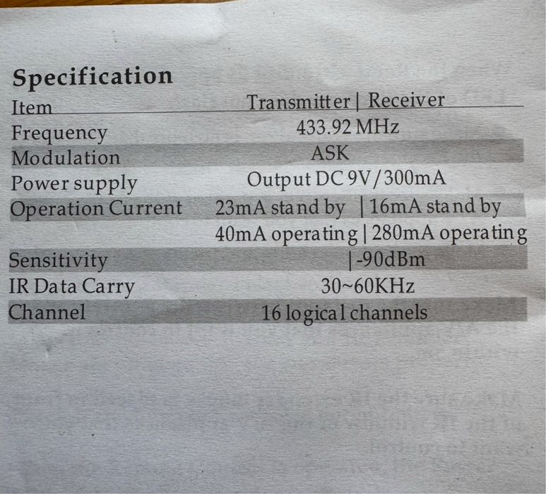 Extensor repetidor de infravermelhos 433Mhz TEKA