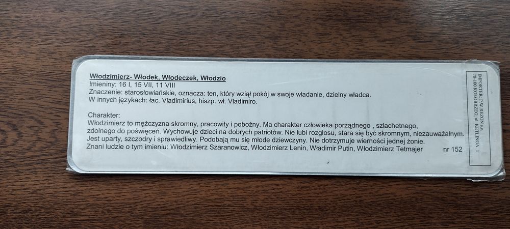 Tabliczka imienna - Włodzimierz