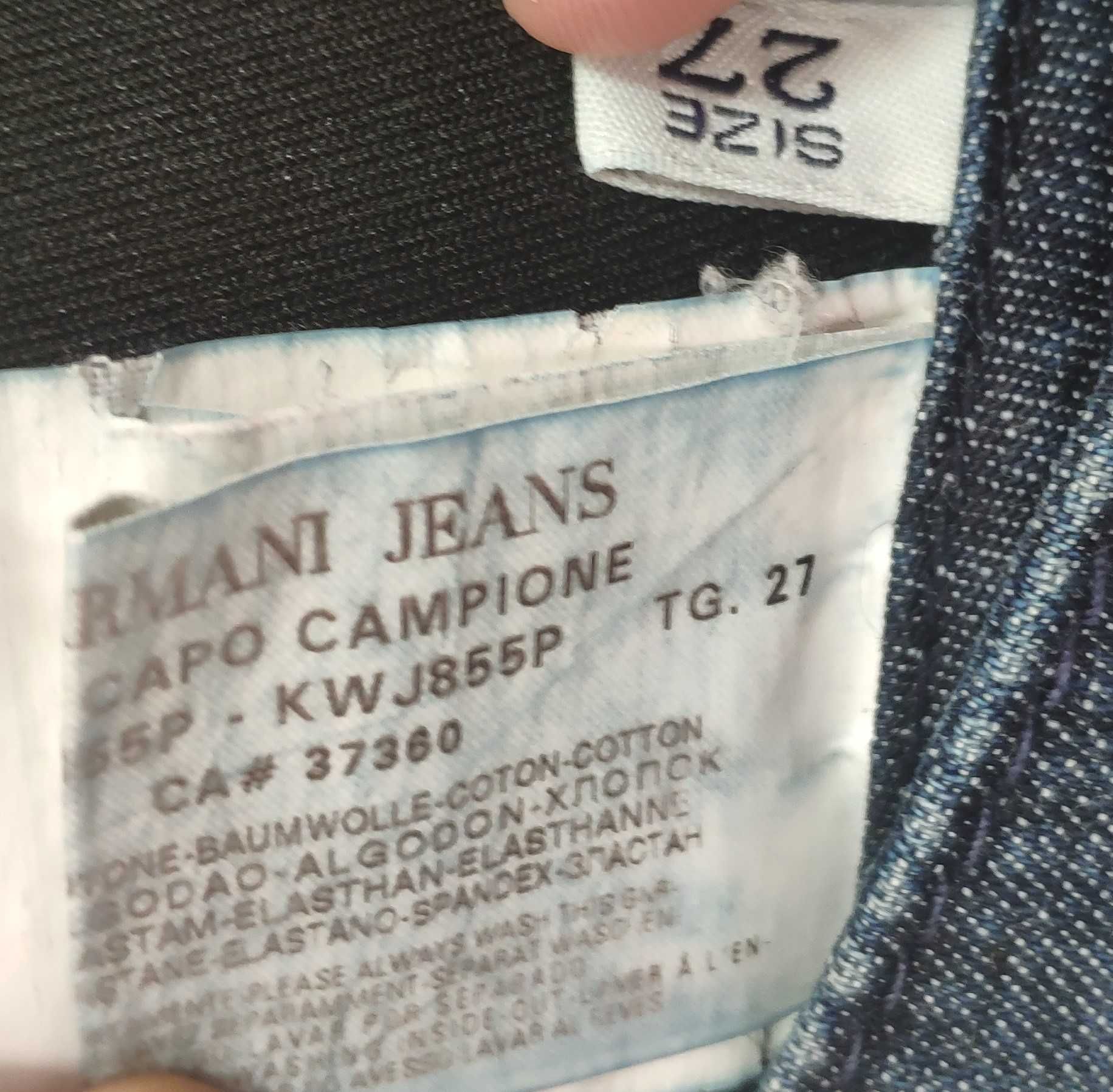 spodnie jeansowe dżinsy rybaczki armani jeans 98% bawełna rozmiar S 27