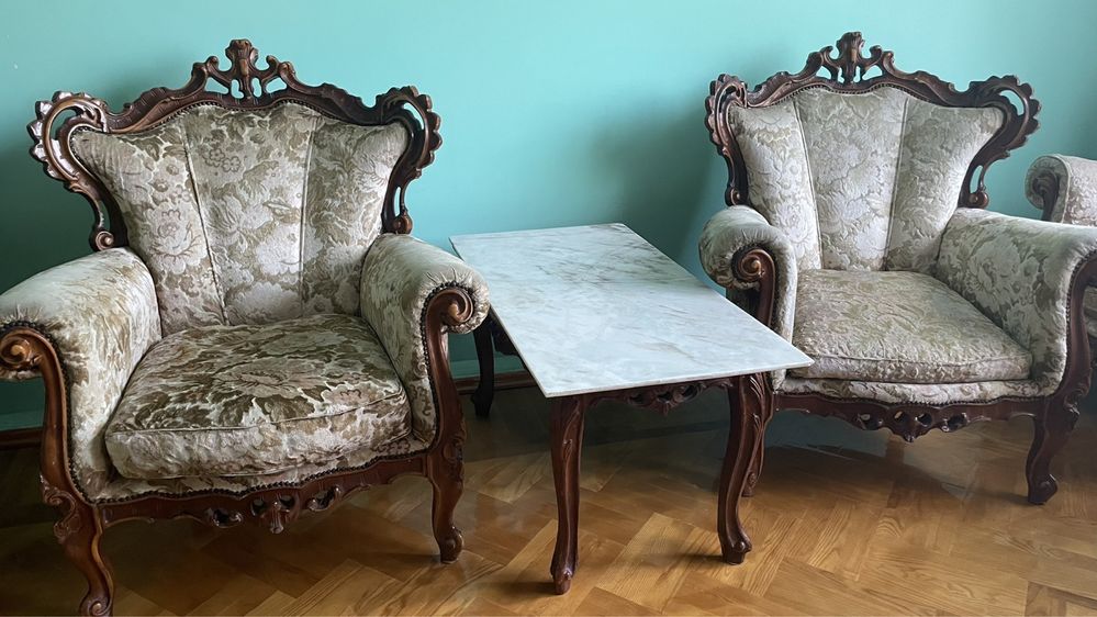 Диван з кріслами і столиком  з мрамором Італія