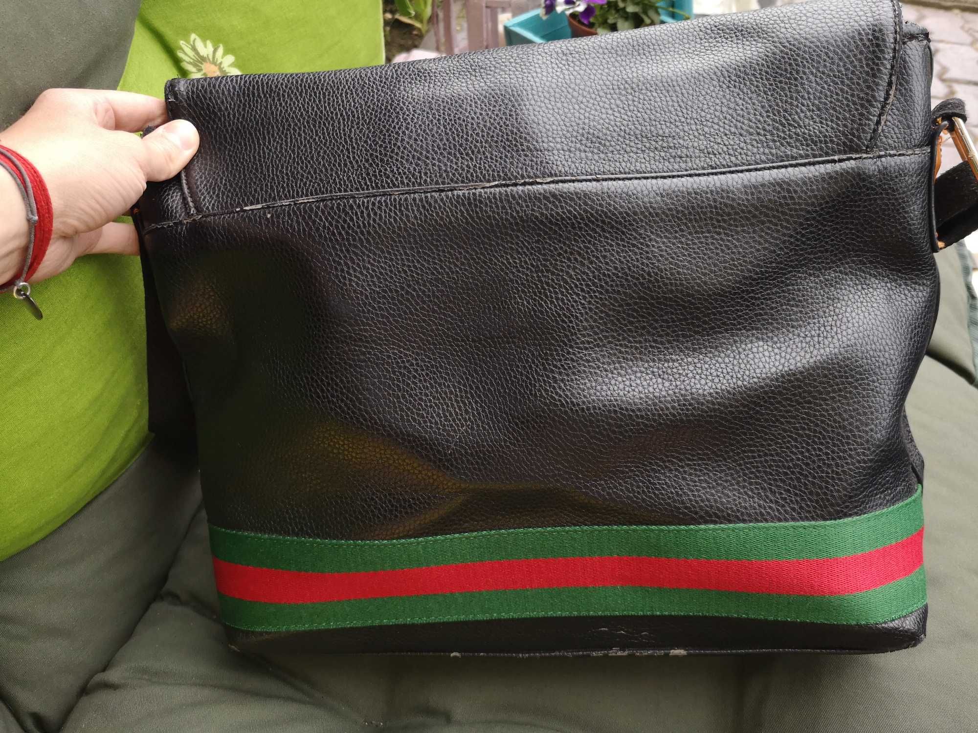 GUCCI Torba torebka aktówka listonoszka duża A4, na laptopa, skóra