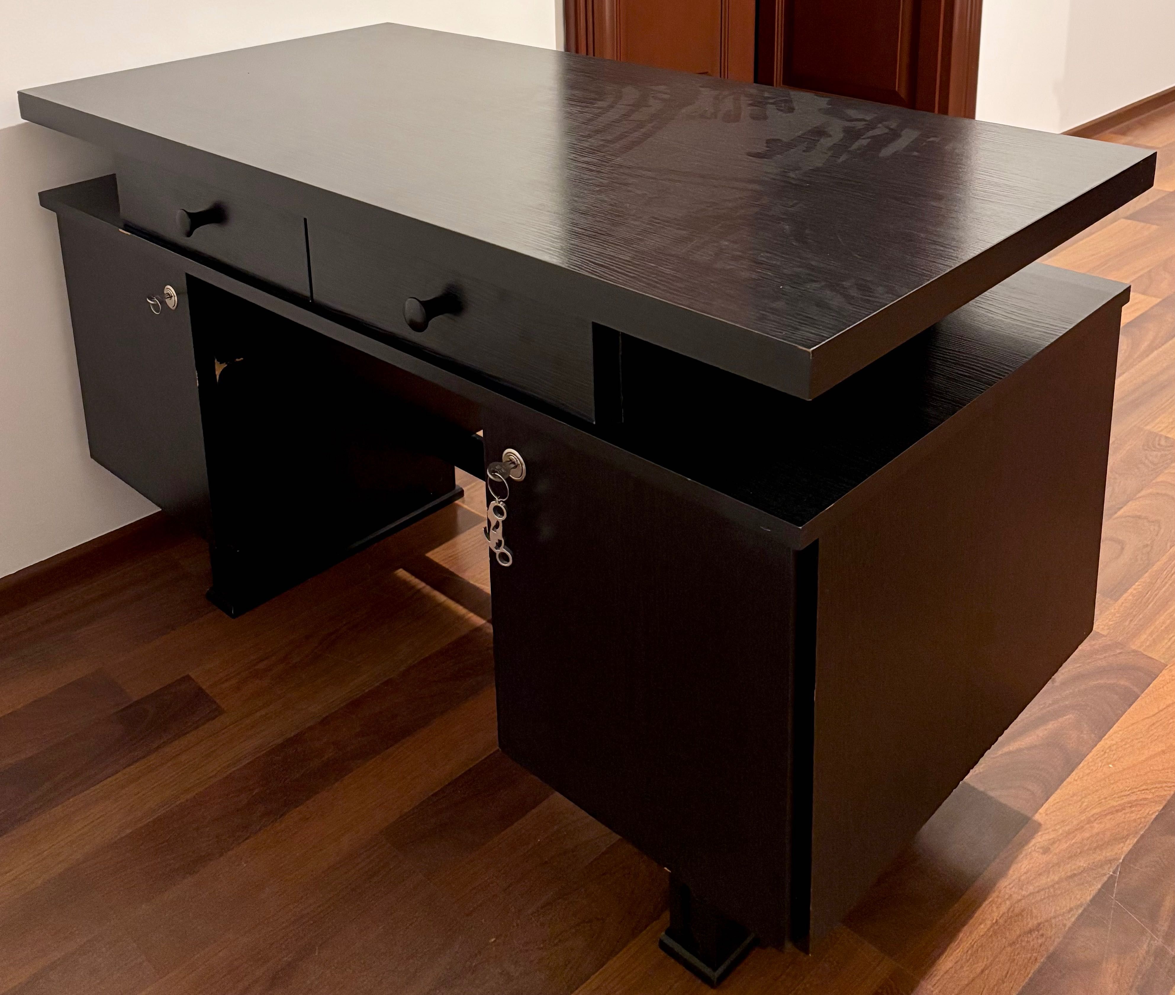 Biurko czarne 60x120 cm lite drewno