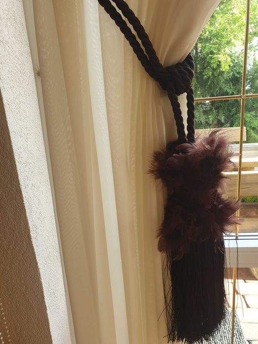 Sznur brąz pióra chwost do podpięcia zasłon