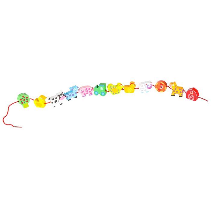 Klocki Drewniane Do Nawlekania Tablica Plansza Farma Zwierzęta