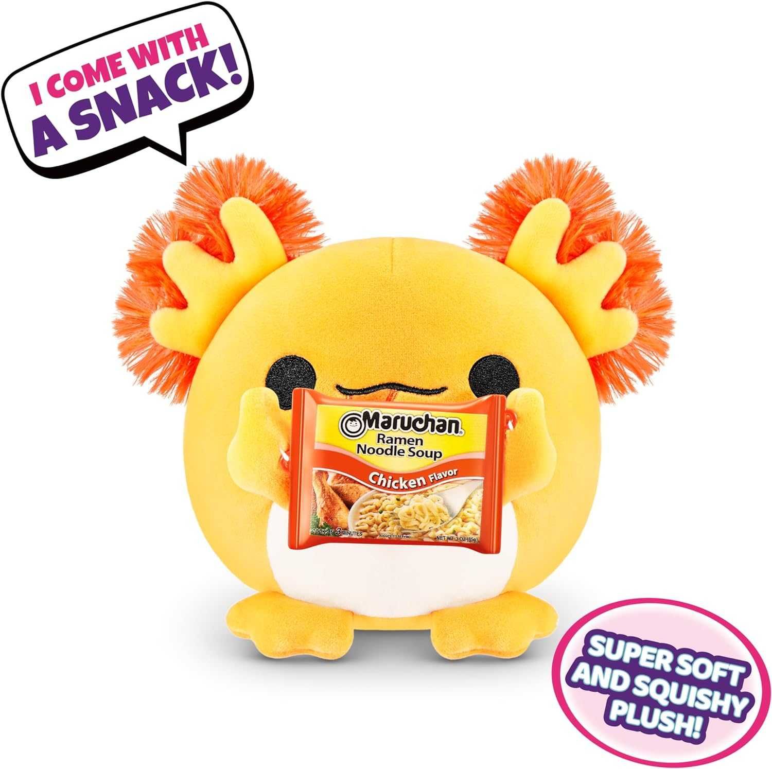 Snackles Mystery Plush 5 inch Squishy Comfort Plush Аксолотль с ремнем
