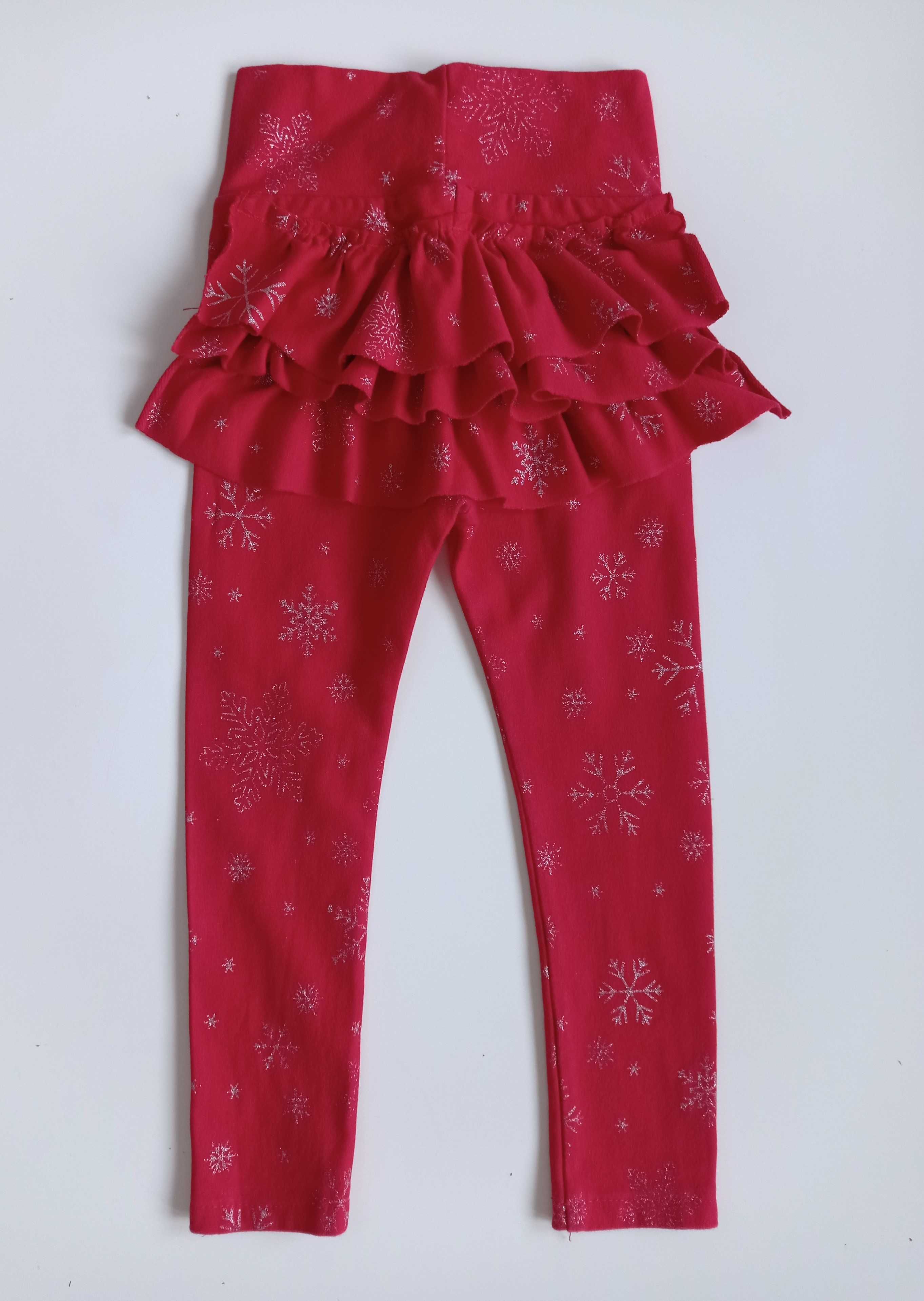 Legginsy Świąteczne Boże Narodzenie z falbanką Handmade 92