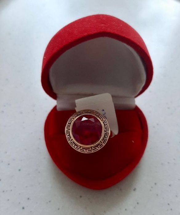 Polski Warmet - złoty pierścionek z rubinem syntetycznym