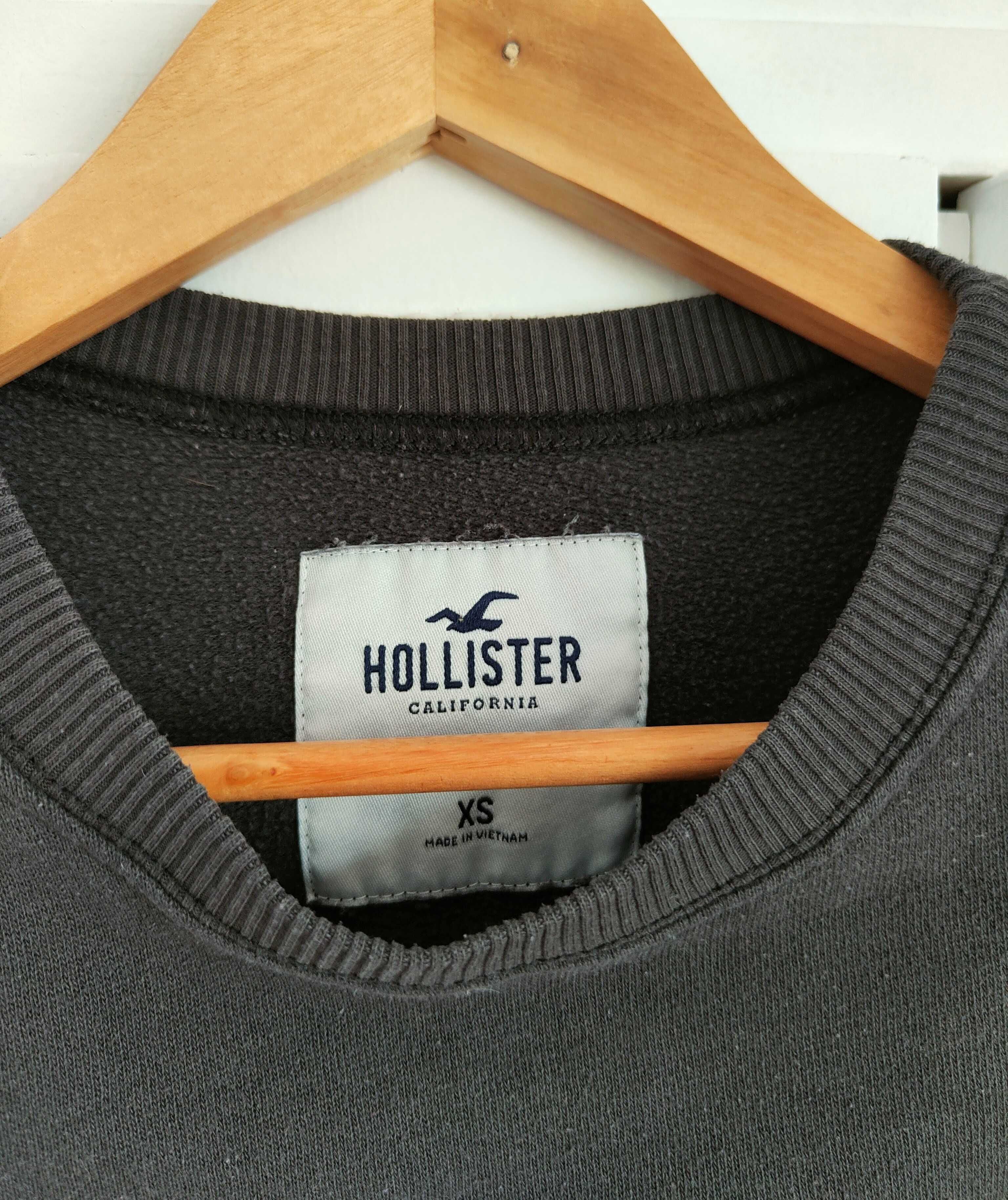 Czarna bluza Hollister XS 34 S 36 sprana oversize luźna top