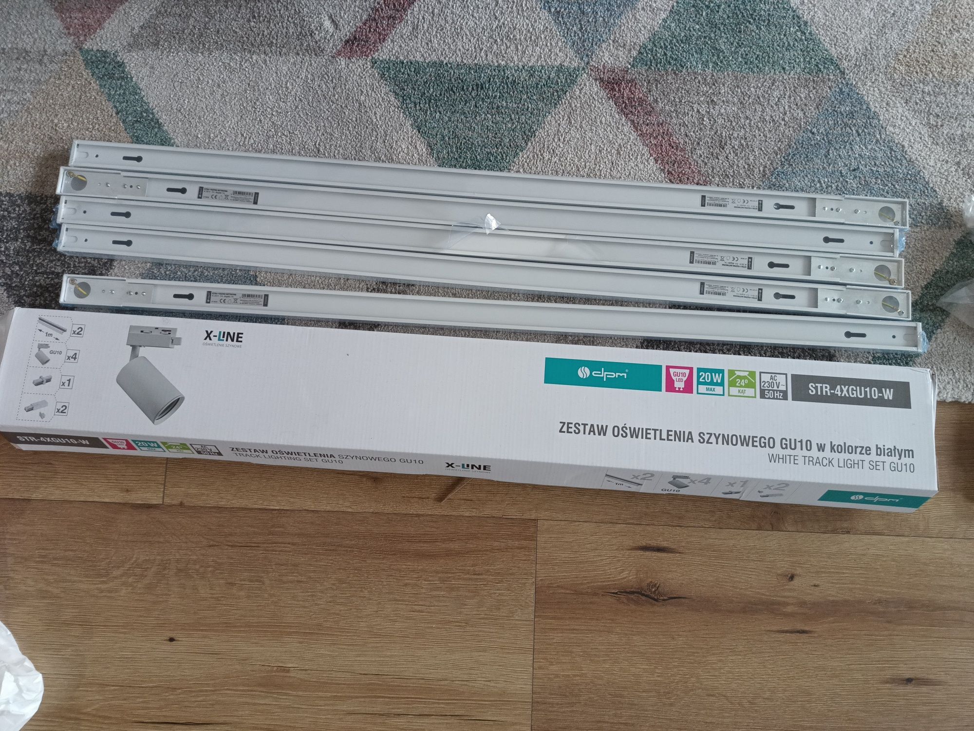 Oświetlenie szynowe x line białe szyny, lampy i elementy łączące
