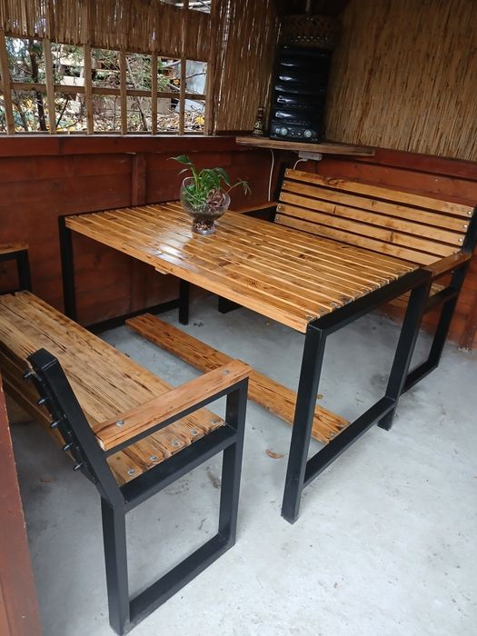 Zestaw ogrodowy stół + 2 ławki