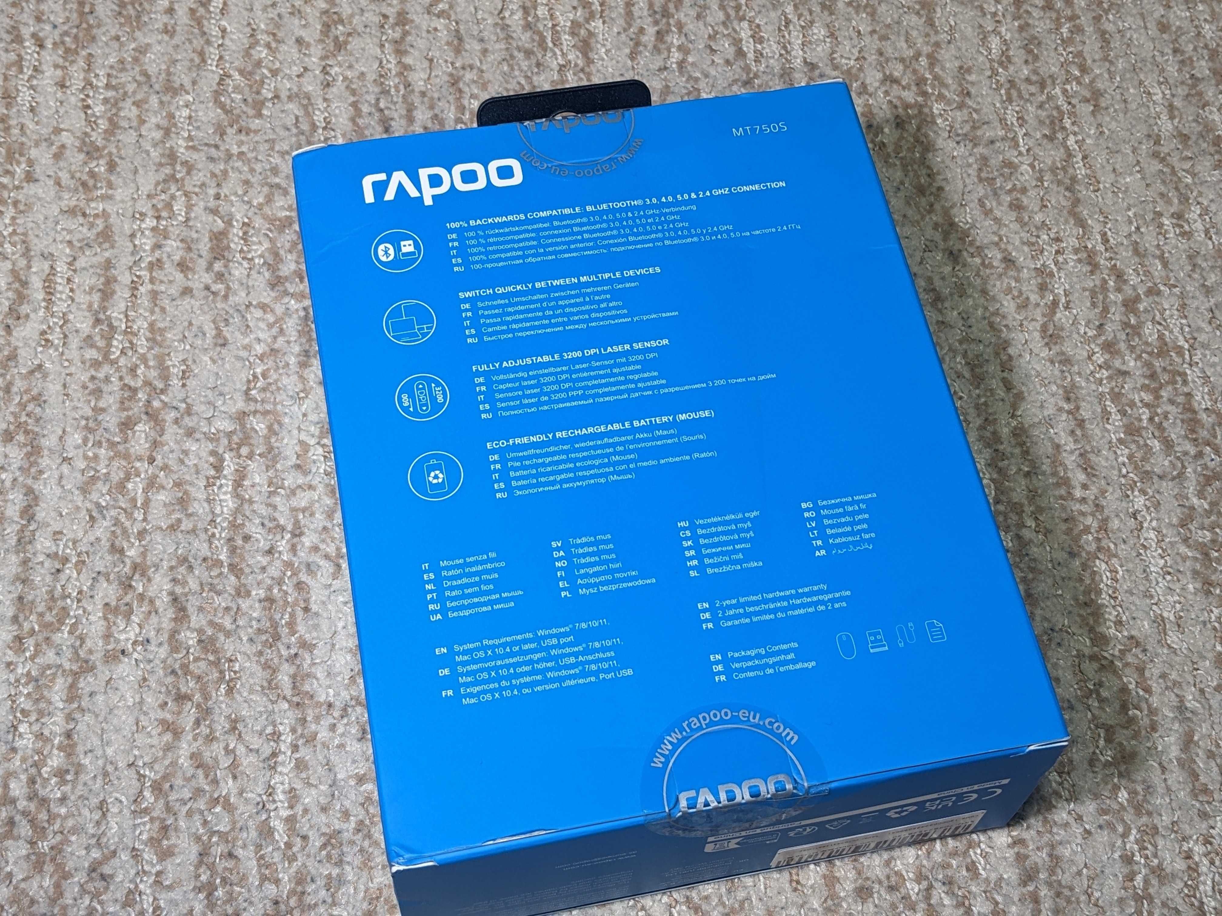 Беспроводная мышка Rapoo MT750L с Multi Mode/Bluetooth/боковым колесом