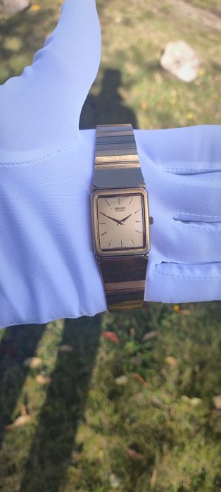 Seiko  TANK Piękna Złota Kostka Vintage Elegancki