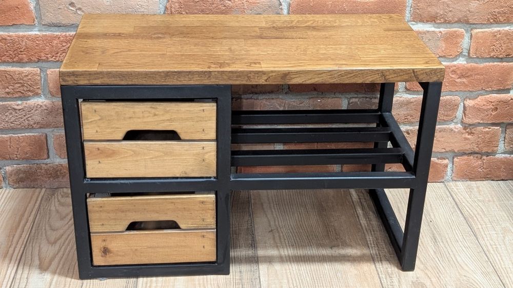 Ławka do przedpokoju z półką na buty INDUSTRIALNA