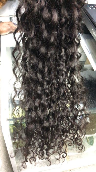Cacheado cabelo humano 60cm