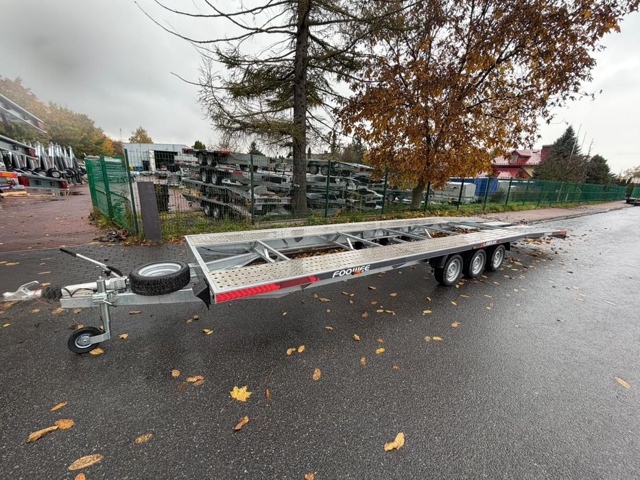 Laweta FOOWEE 8.5x2.1 dwa auta 3 osie koła 195r13c  aluminiowe najazdy MW 850KG  Laweta FOOWEE 8.5x2.1 dwa auta 3 osie koła 195r13c  aluminiowe najazdy