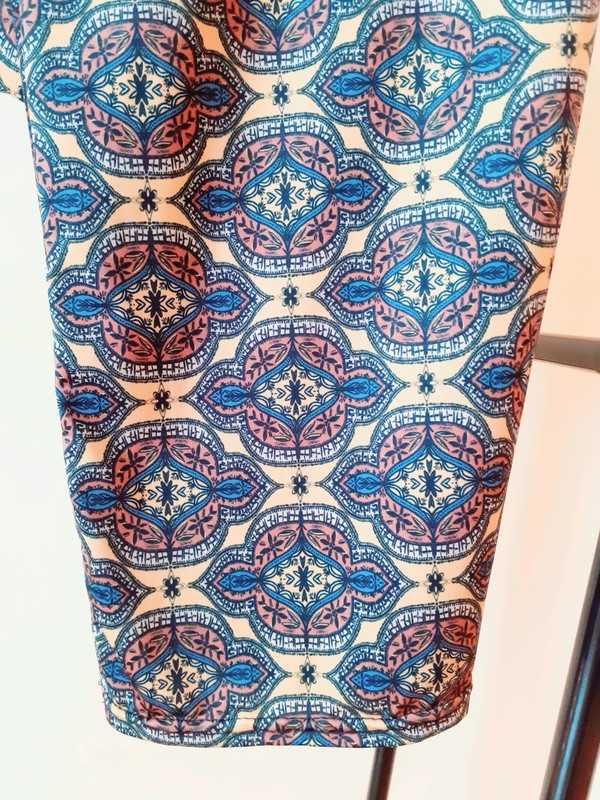 38 40 Spodnie letnie szerokie kolorowe wzory vintage retro Boohoo